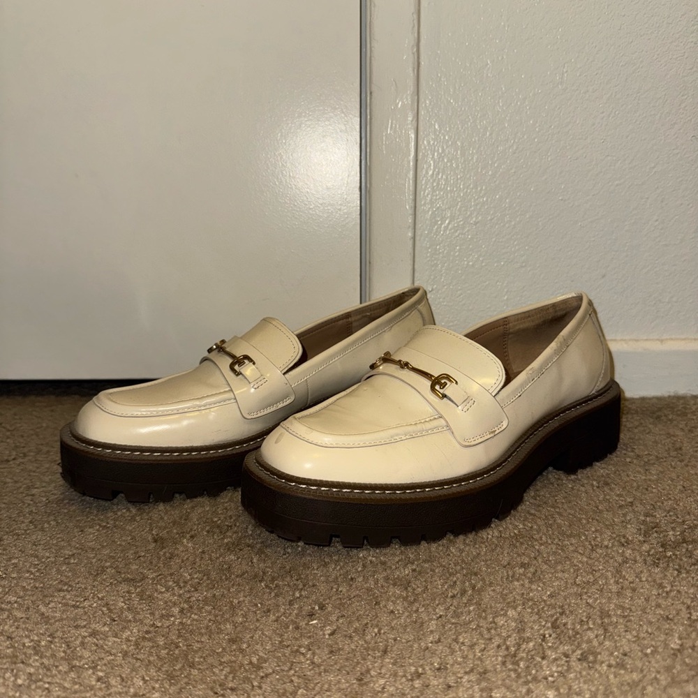 Sam Edelman Cream Loafers with Gold Accent - Picture 2 of 5